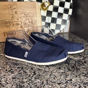 Toms Alpargata Heritage Canvas Navy Blue Slip-On Shoes Size 8